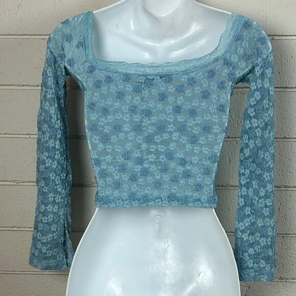 Princess Polly Bankston Off The Shoulder Top Blue Size 2 NWT - Picture 4 of 9